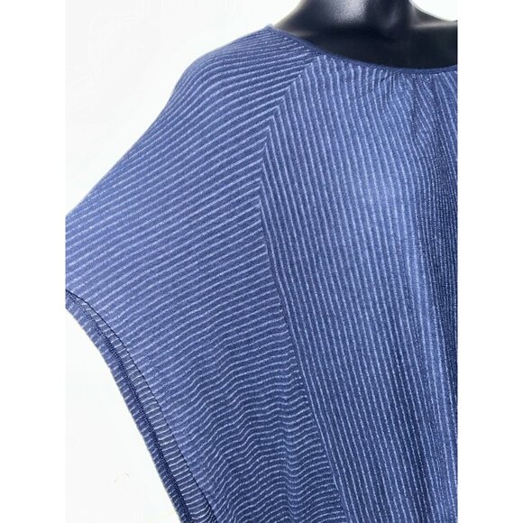 J. JILL Sz PLUS 2X Navy Blue White Stripe Caftan Linen Tee Tunic EUC - Picture 3 of 10